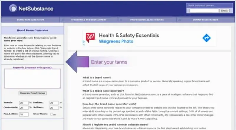 NetSubstance.Com Brand Name Generator