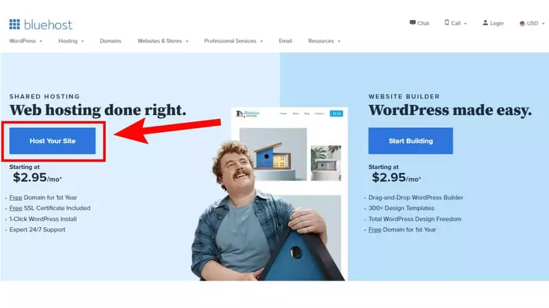 Bluehost host your site