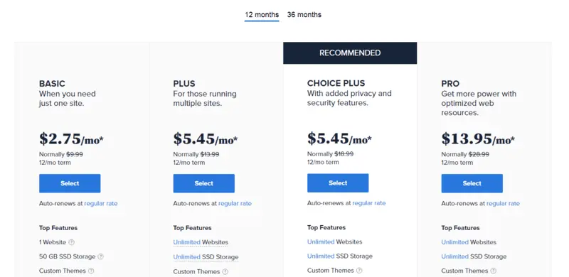 Bluehost Pricing