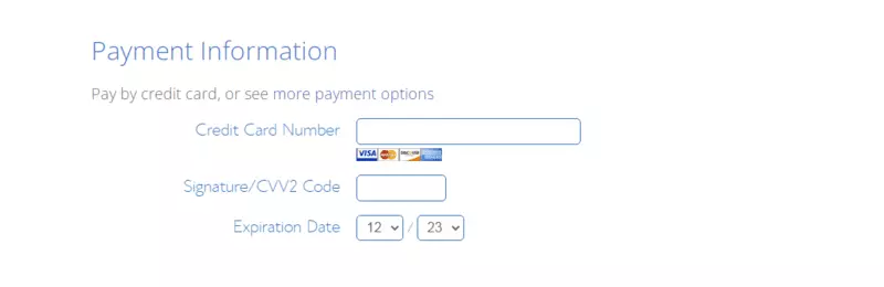 Bluehost Payment Information